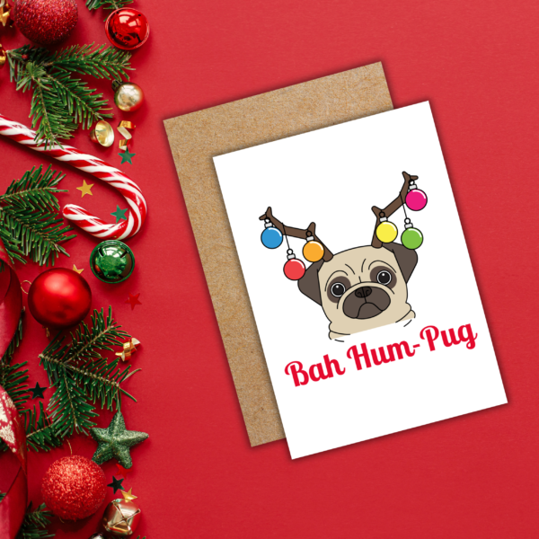Bah Hum-Pug Christmas Card