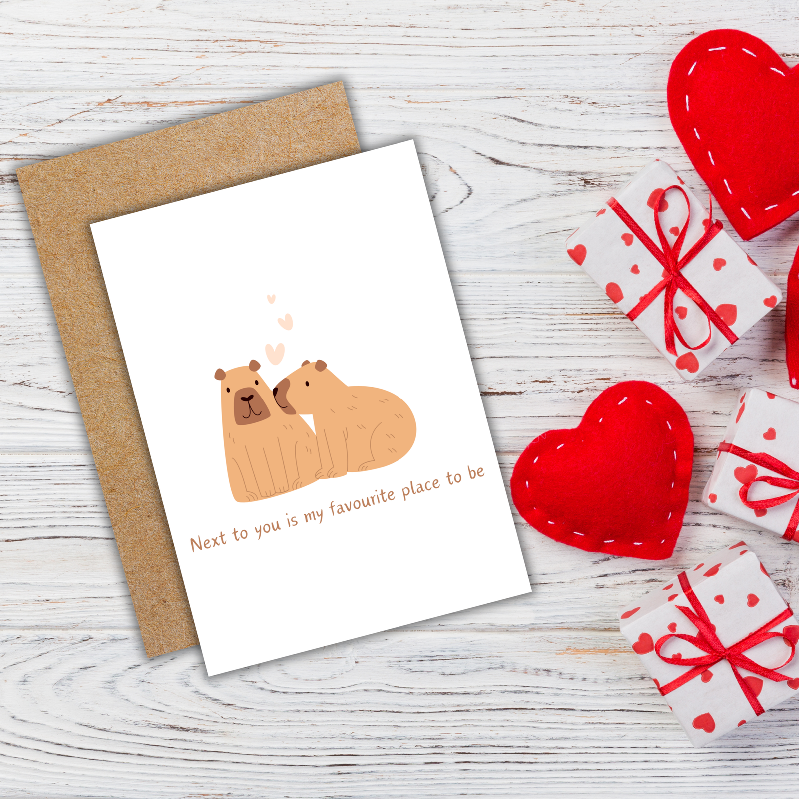 Next to You Is My Favourite Place To Be Capybara Romantic Card - Image 3
