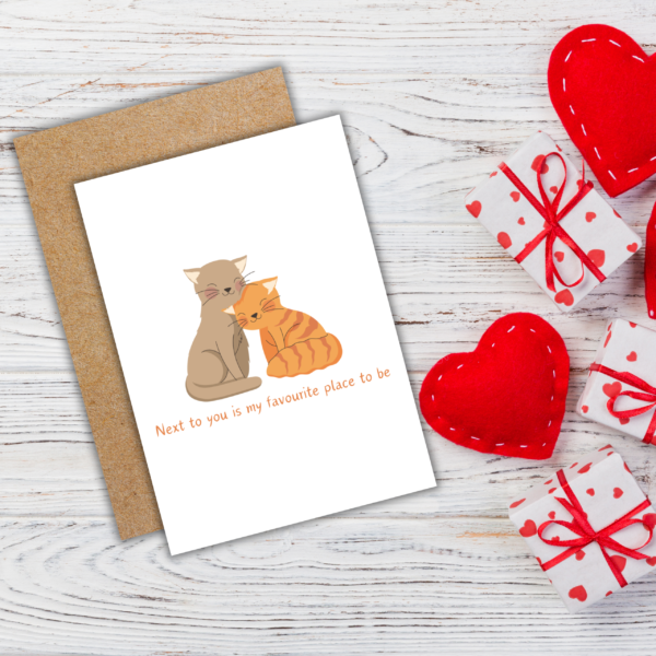 Next to You Is My Favourite Place To Be Cat Romantic Card