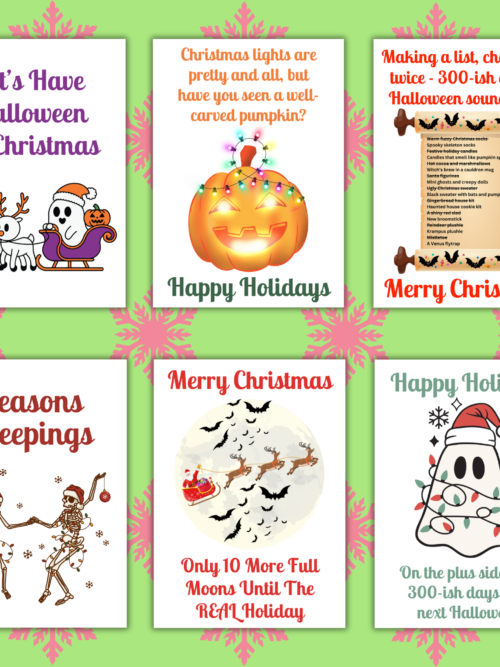 Halloween Christmas Card Multipack - Set Of 6 Cards