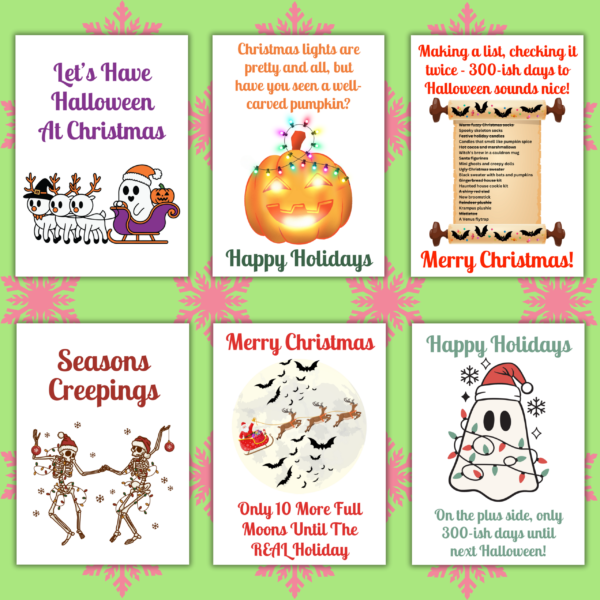 Christmas Halloween Cards Multipack Halloween Christmas Card Multipack - Set Of 6 Cards