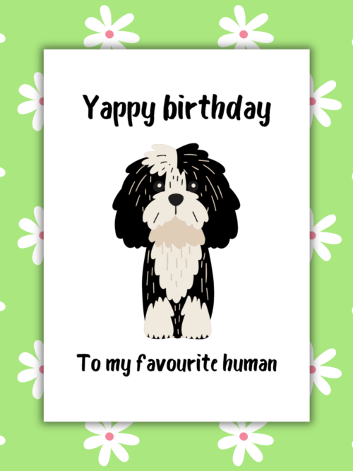 Yappy Birthday To My Favourite Human Card | Dog Birthday Card |