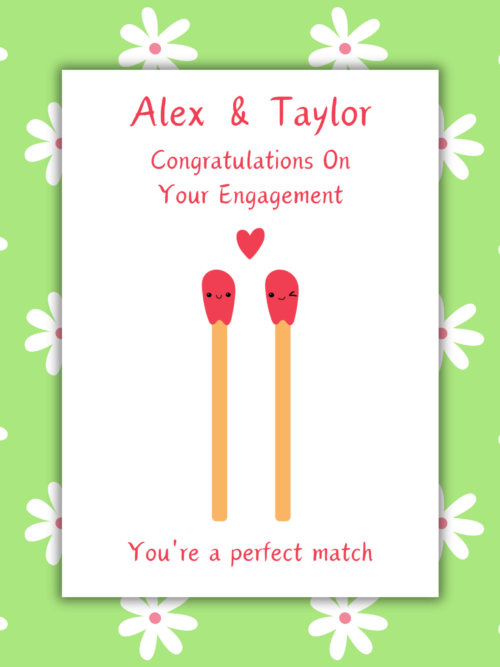 Match engagement card 1 Personalised Perfect Match Engagement Card