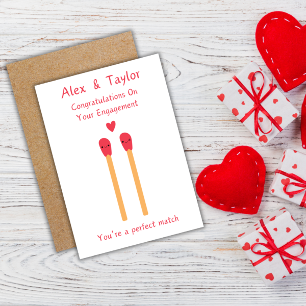 Match engagement card 3 Personalised Perfect Match Engagement Card
