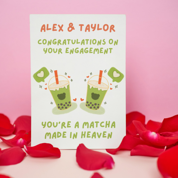Matcha Engagement Card 4 Personalised Matcha Made in Heaven Engagement Card