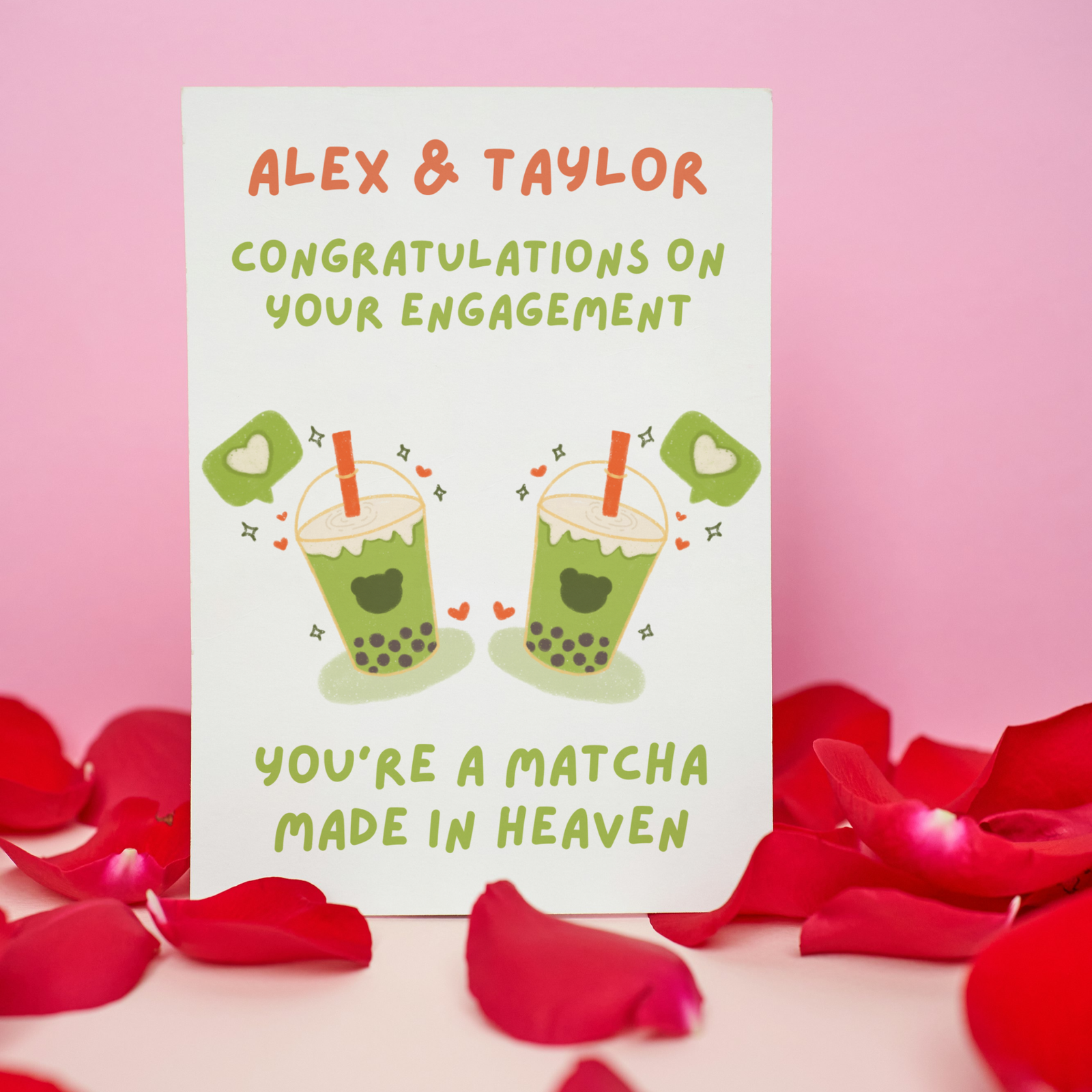 Personalised Matcha Made in Heaven Engagement Card - Image 4