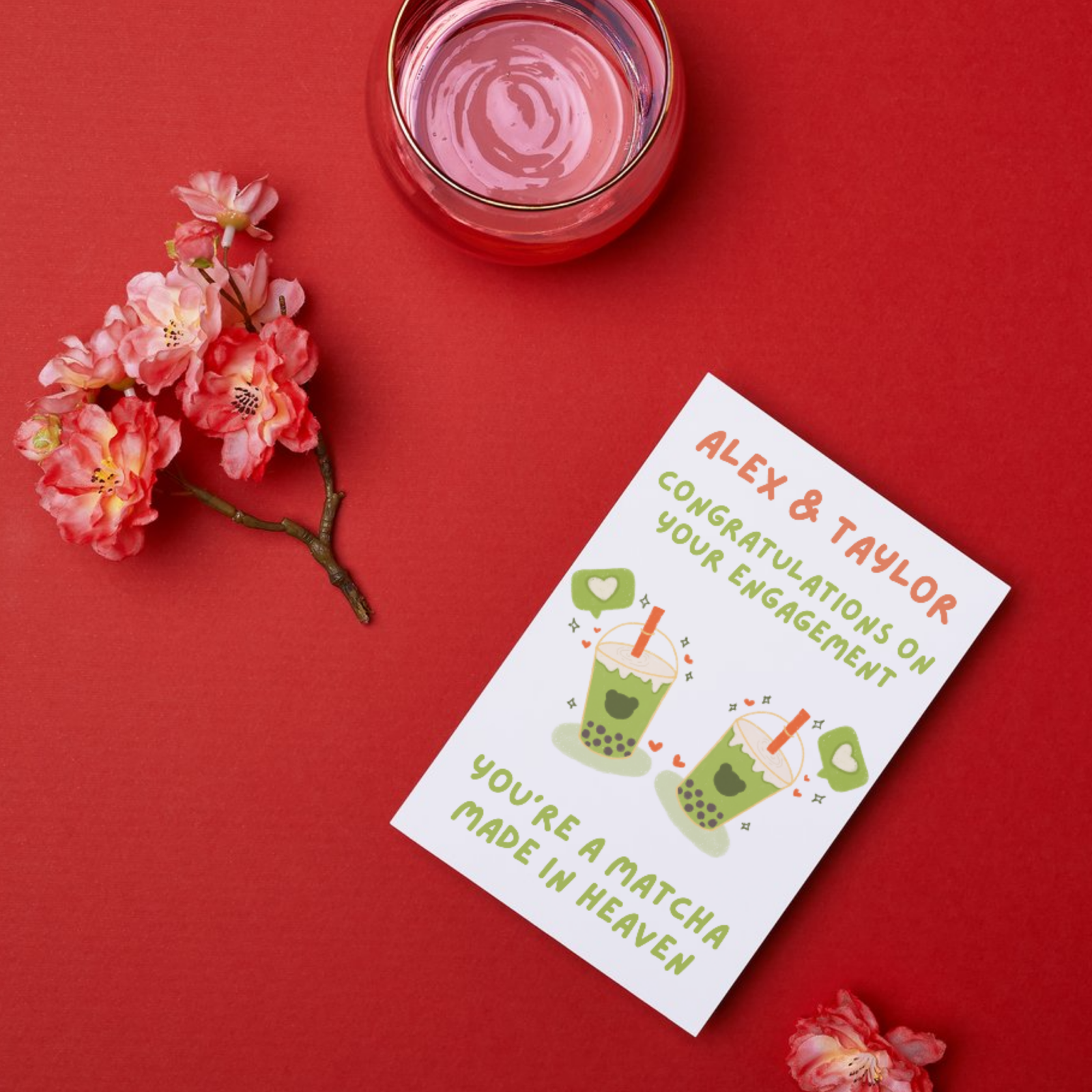 Personalised Matcha Made in Heaven Engagement Card - Image 2