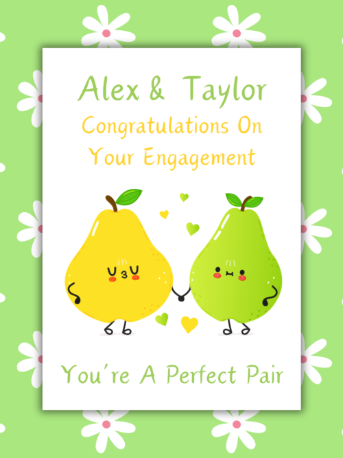 Pair engagement card 1 Personalised You're a Perfect Pear Engagement Card