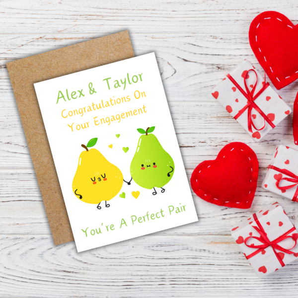 Pair engagement card 3 Personalised You're a Perfect Pear Engagement Card