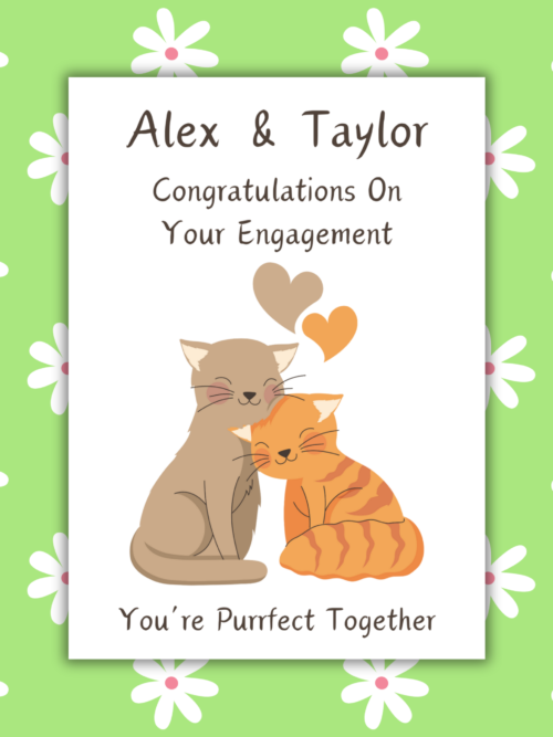 Purrfect Engagement Card 1 Personalised Purrfect Together Engagement Card
