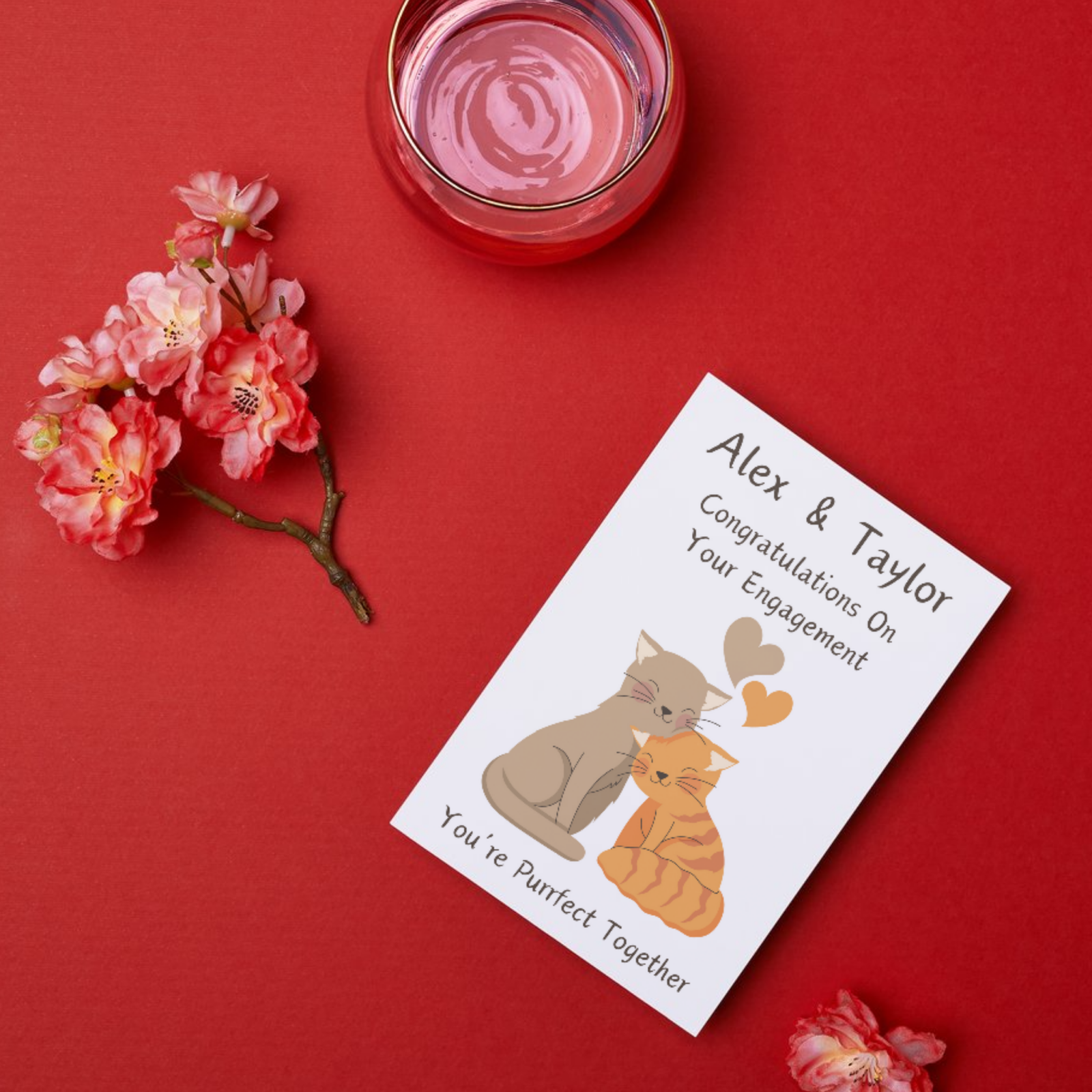 Personalised Purrfect Together Engagement Card - Image 2
