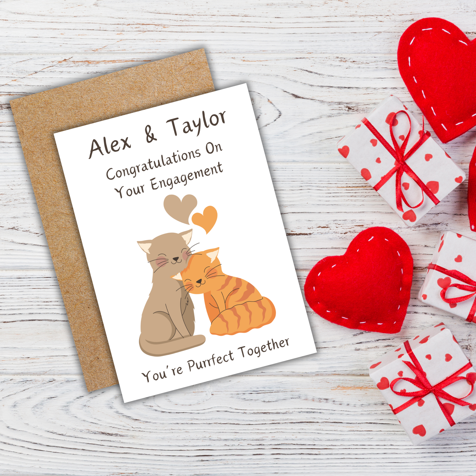 Personalised Purrfect Together Engagement Card - Image 3