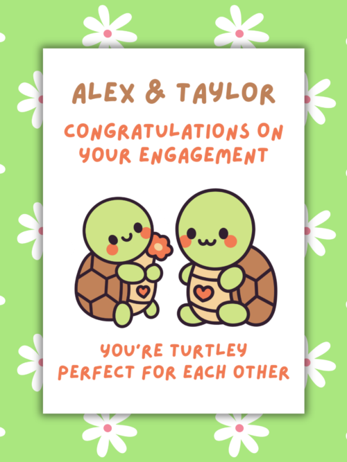 Turtle Engagement card 1 Personalised Turtle-y Perfect for Each Other Engagement Card