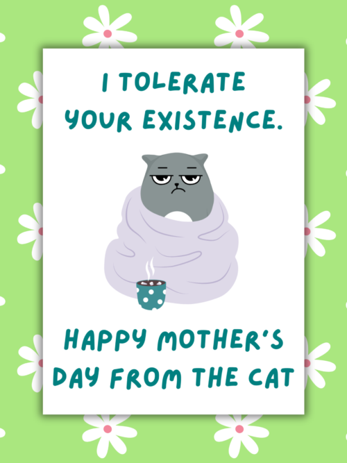I Tolerate Your Existence Cat Mother's Day Card