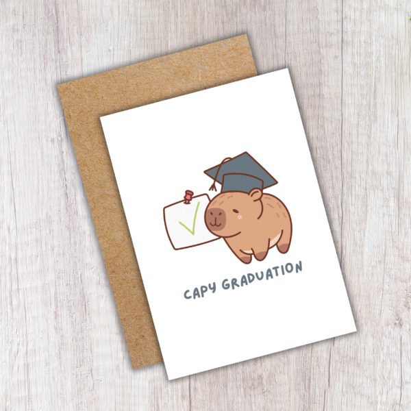Capy grad card 3 Capybara Graduation Card – Cute & Funny Handmade Congrats Card