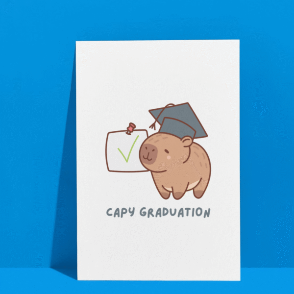 Capy grad card 4 Capybara Graduation Card – Cute & Funny Handmade Congrats Card