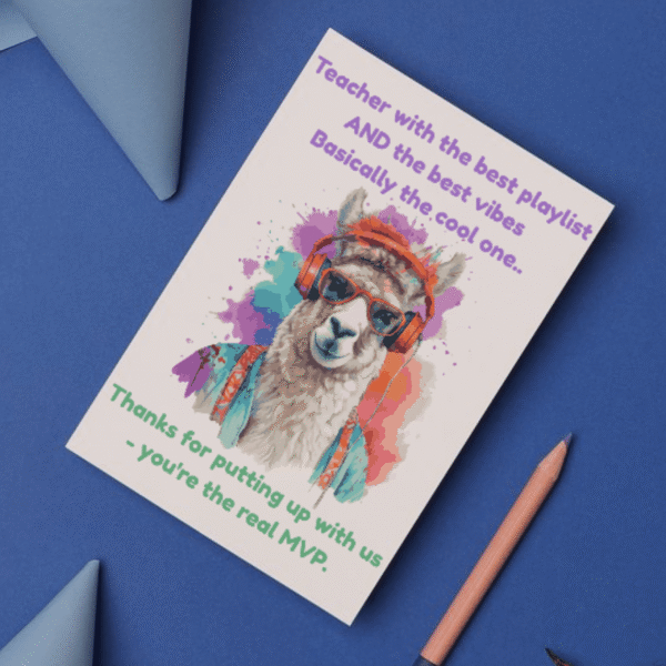 Best Playlist, Best Vibes – Funny Thank You Card for Cool Teachers