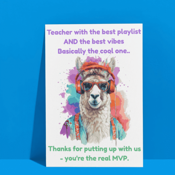 Best Playlist, Best Vibes – Funny Thank You Card for Cool Teachers