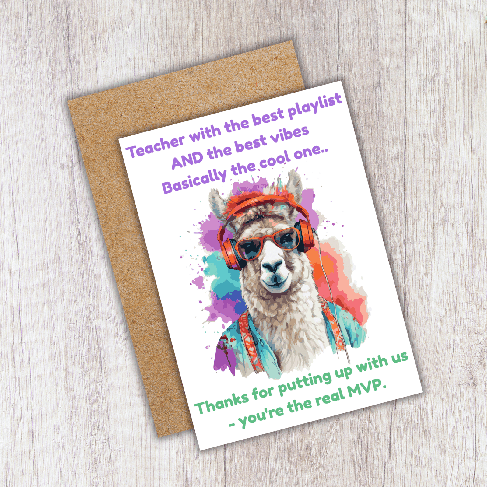 Best Playlist, Best Vibes – Funny Thank You Card for Cool Teachers - Image 2