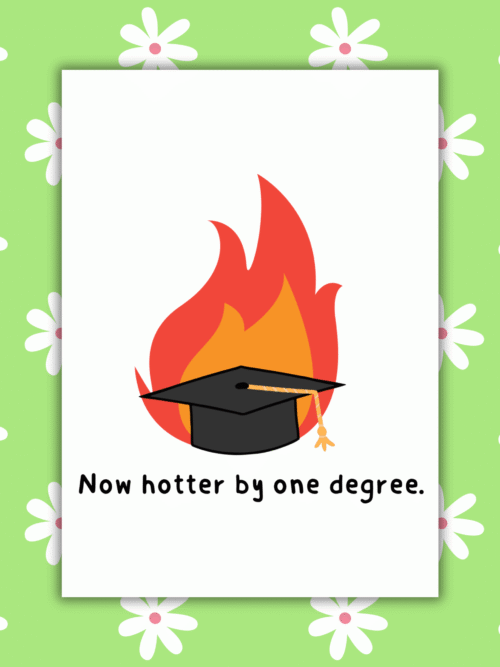 Hotter grad Card 1 Now Hotter By One Degree β Flirty & Funny Handmade Graduation Card