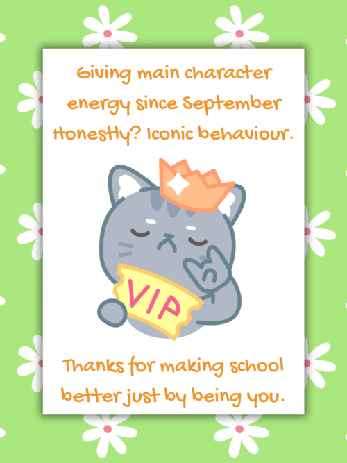 MCE Teacher Card 1 Main Character Energy – Funny Thank You Card for Teachers