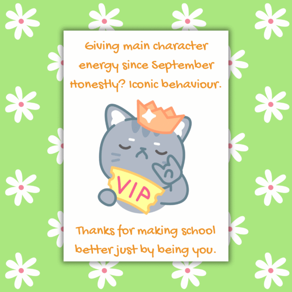 MCE Teacher Card 1 Main Character Energy – Funny Thank You Card for Teachers