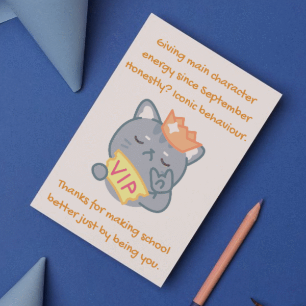 MCE Teacher Card 2 Main Character Energy – Funny Thank You Card for Teachers