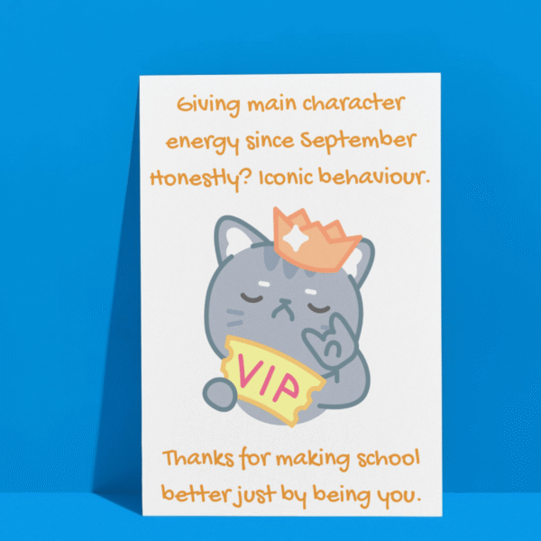 MCE Teacher Card 3 Main Character Energy – Funny Thank You Card for Teachers