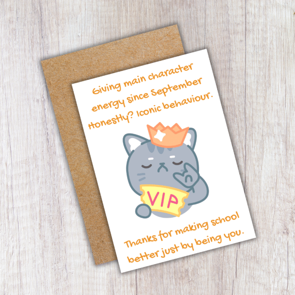 MCE Teacher Card 4 Main Character Energy – Funny Thank You Card for Teachers