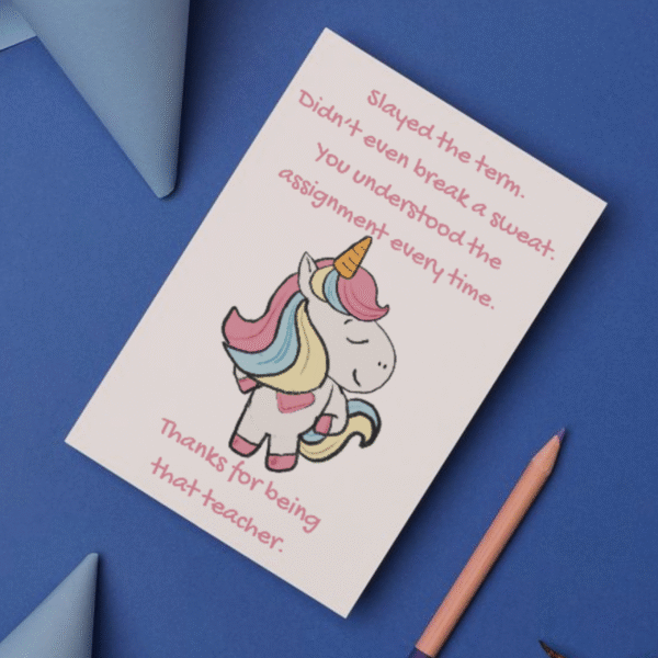 Slay teacher card 2 Slayed the Term – Funny Thank You Card for Teachers