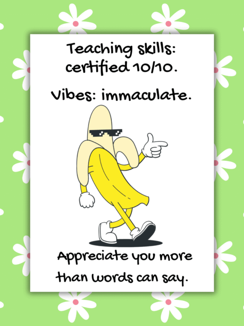 Teacher Vibes Card 1 Certified 10/10 β Funny Thank You Card for Teachers with Immaculate Vibes