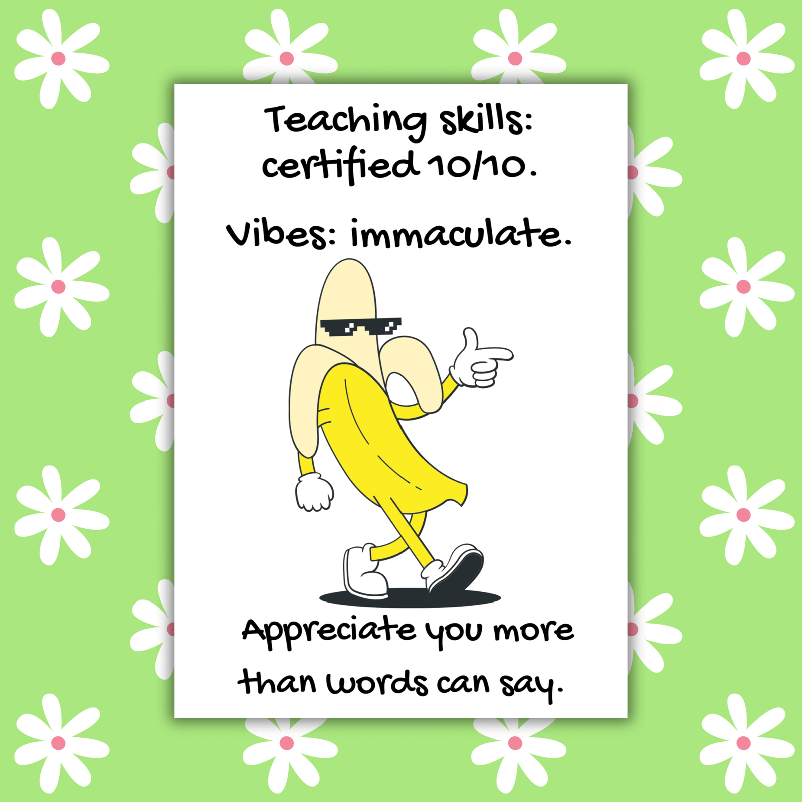 Certified 10/10 – Funny Thank You Card for Teachers with Immaculate Vibes