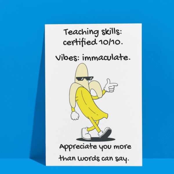 Teacher Vibes Card 3 Certified 10/10 – Funny Thank You Card for Teachers with Immaculate Vibes