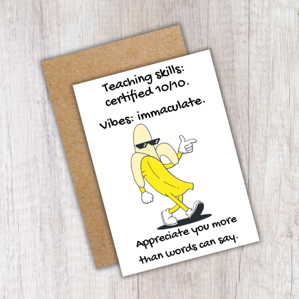 Teacher Vibes Card 4 Certified 10/10 – Funny Thank You Card for Teachers with Immaculate Vibes