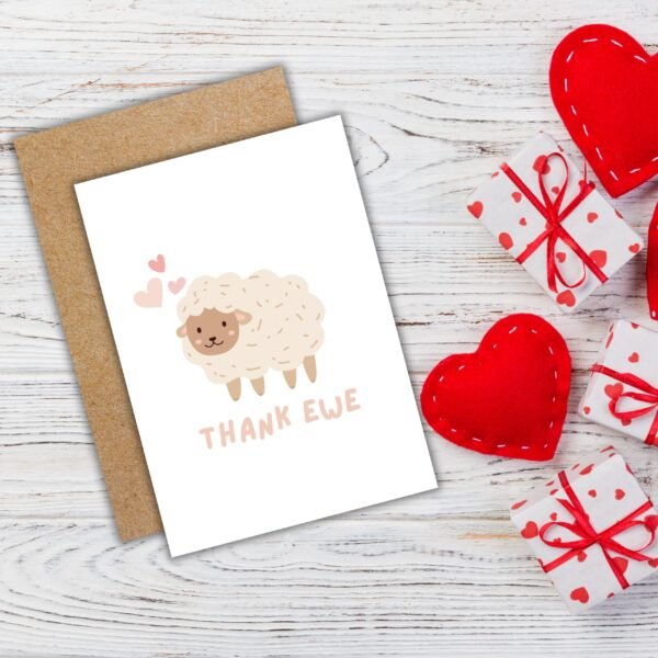 Thank Ewe Sheep Card – Adorable Thank You Greeting Card