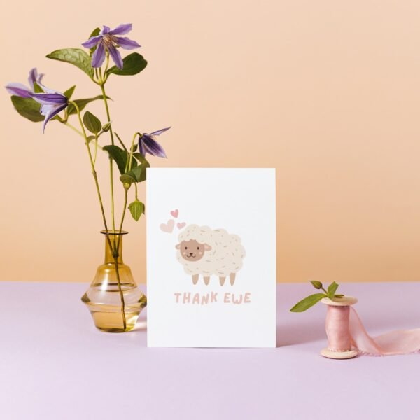 Thank Ewe Sheep Card – Adorable Thank You Greeting Card