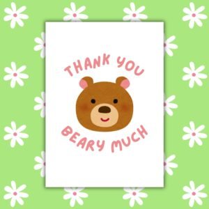 Thank You Beary Much Card – Cute Bear Pun Thank You Card