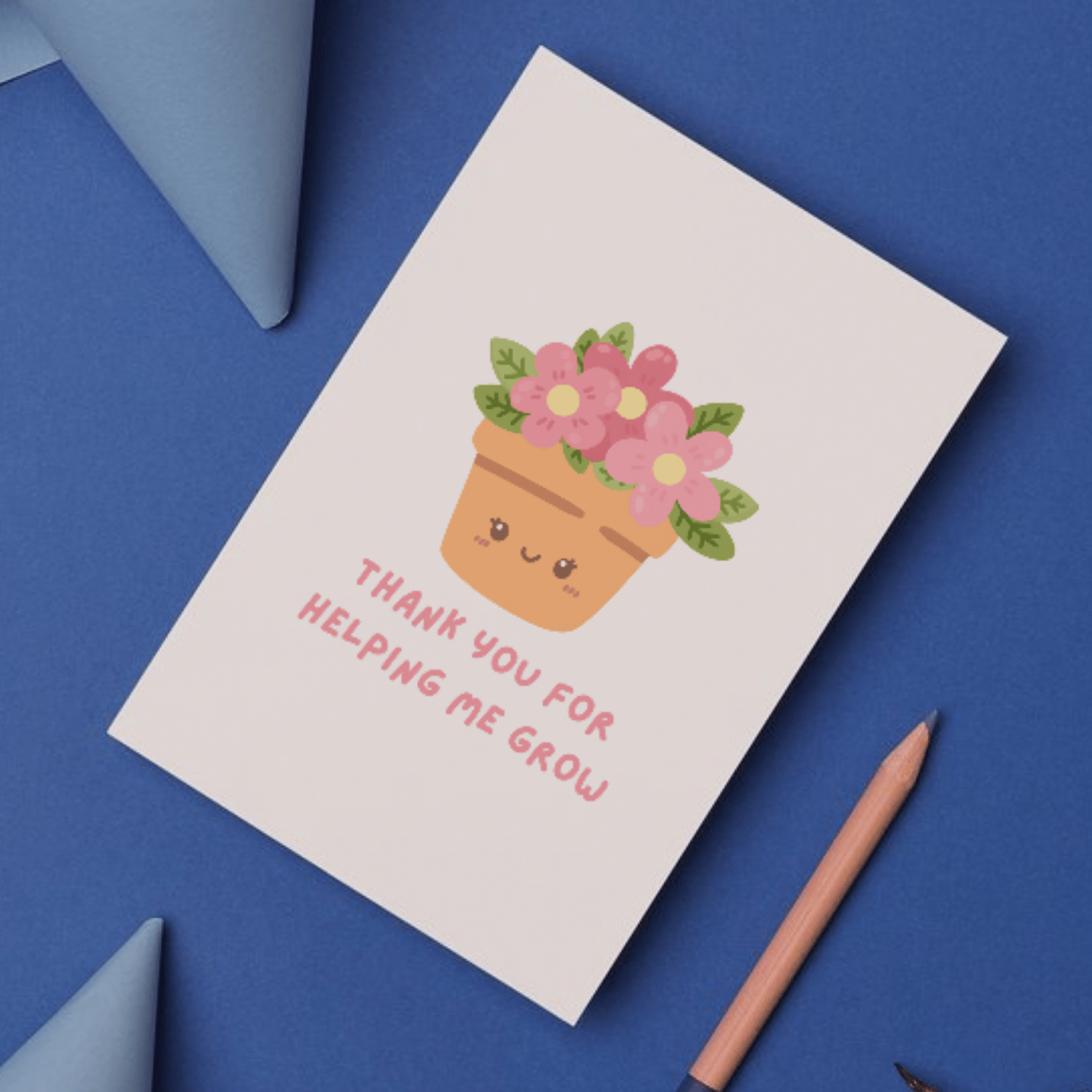 Thank You for Helping Me Grow – Cute Flower Teacher Appreciation Card - Image 2