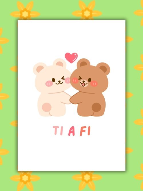 Ti a Fi – Welsh Love Card (Bears Design)