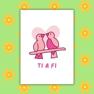 Ti a Fi – Welsh Love Card (Lovebirds Design)