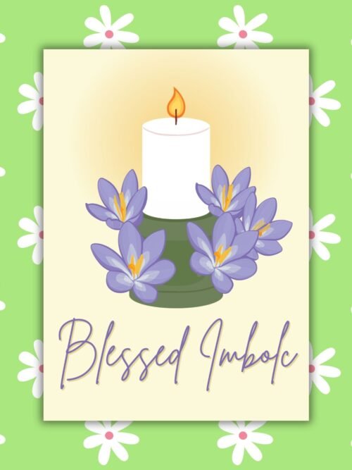 blessed imbolc Blessed Imbolc β Candle & Crocus Greeting Card