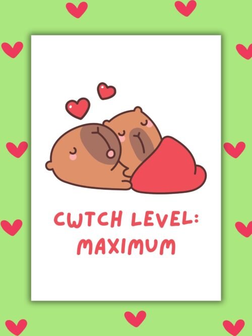 Cwtch level maximum card Cwtch Level: Maximum β Welsh Love Valentine Card