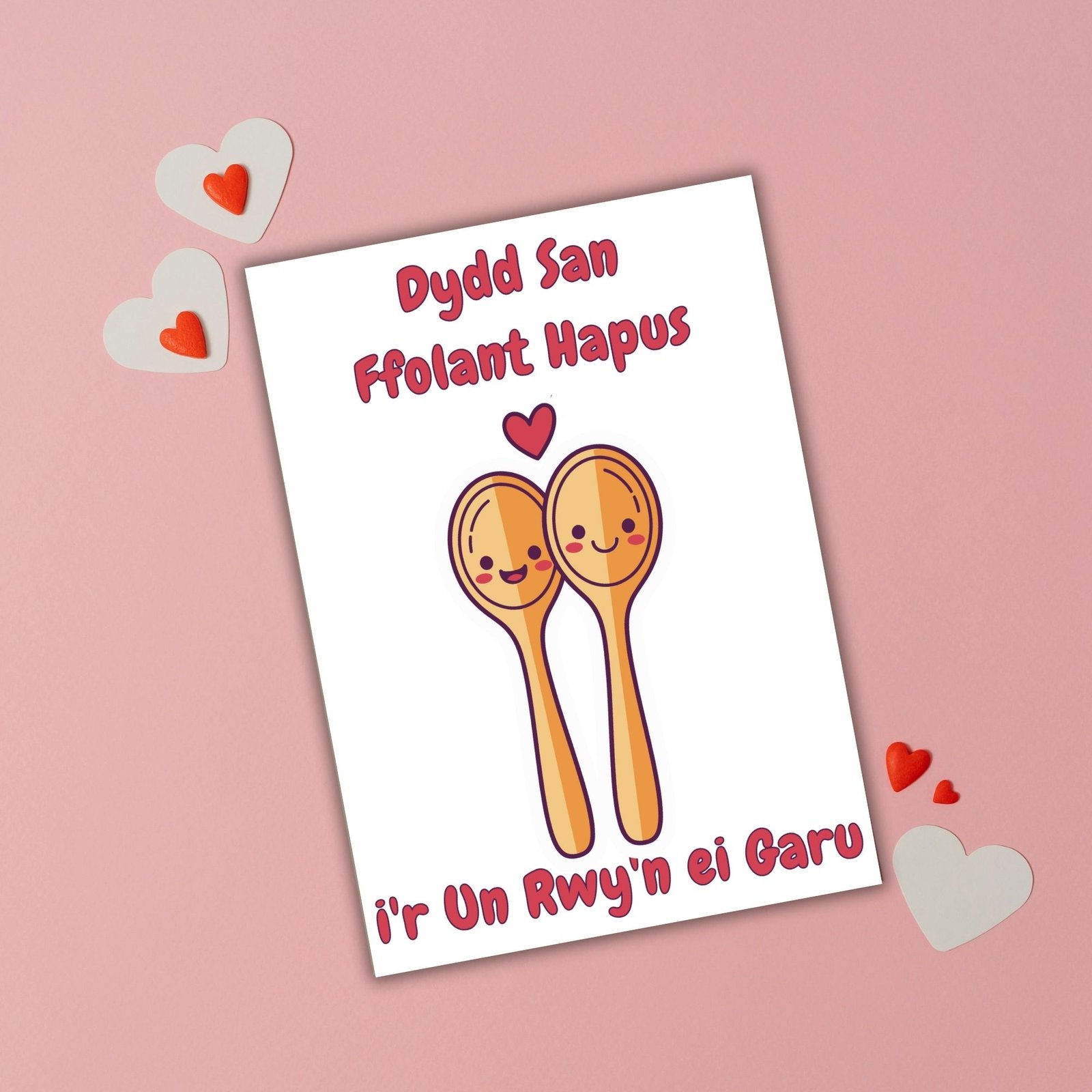 Dydd San Ffolant Hapus i’r Un Rwy’n ei Garu – Welsh Language Valentine’s Card - Image 3