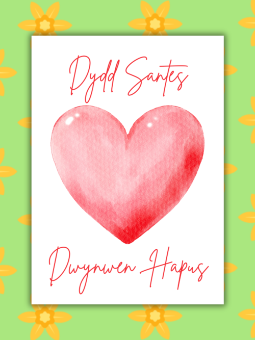 Dydd Santes Heart Card Dydd Santes Dwynwen Hapus β Simple Welsh Love Card