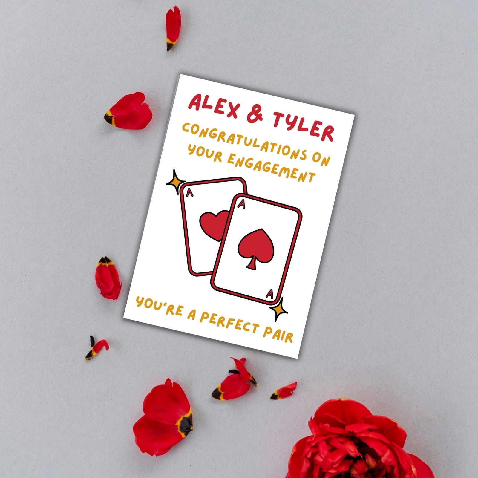 You Make a Perfect Pair Personalised Engagement Card - Aces Design - Image 3