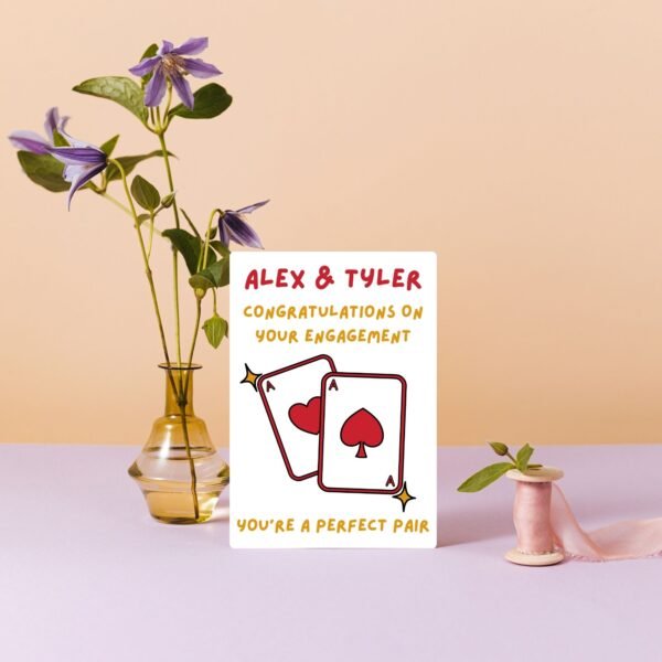 You Make a Perfect Pair Personalised Engagement Card  - Aces Design