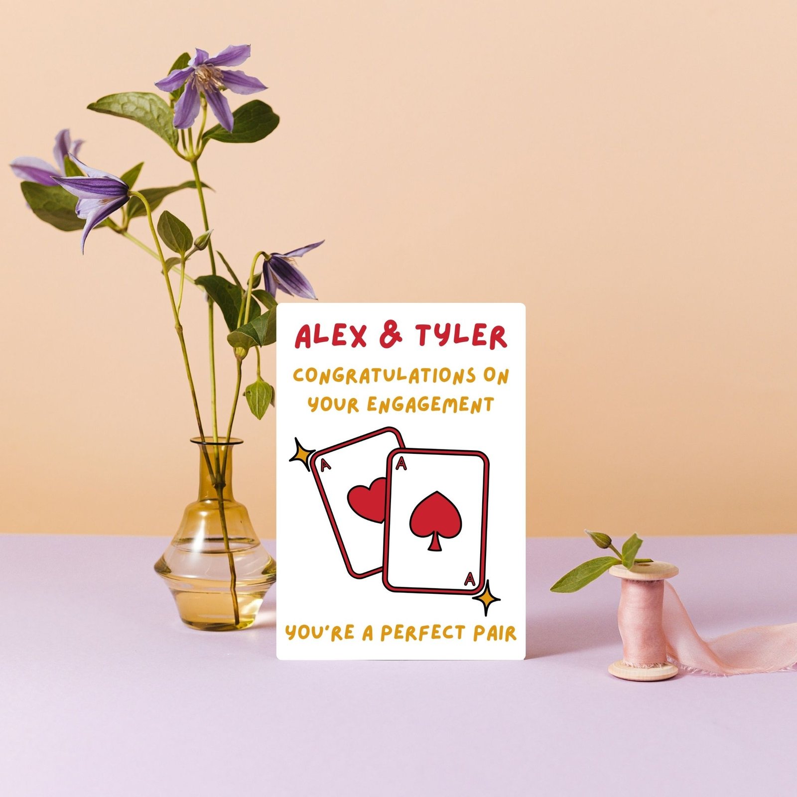 You Make a Perfect Pair Personalised Engagement Card - Aces Design - Image 4