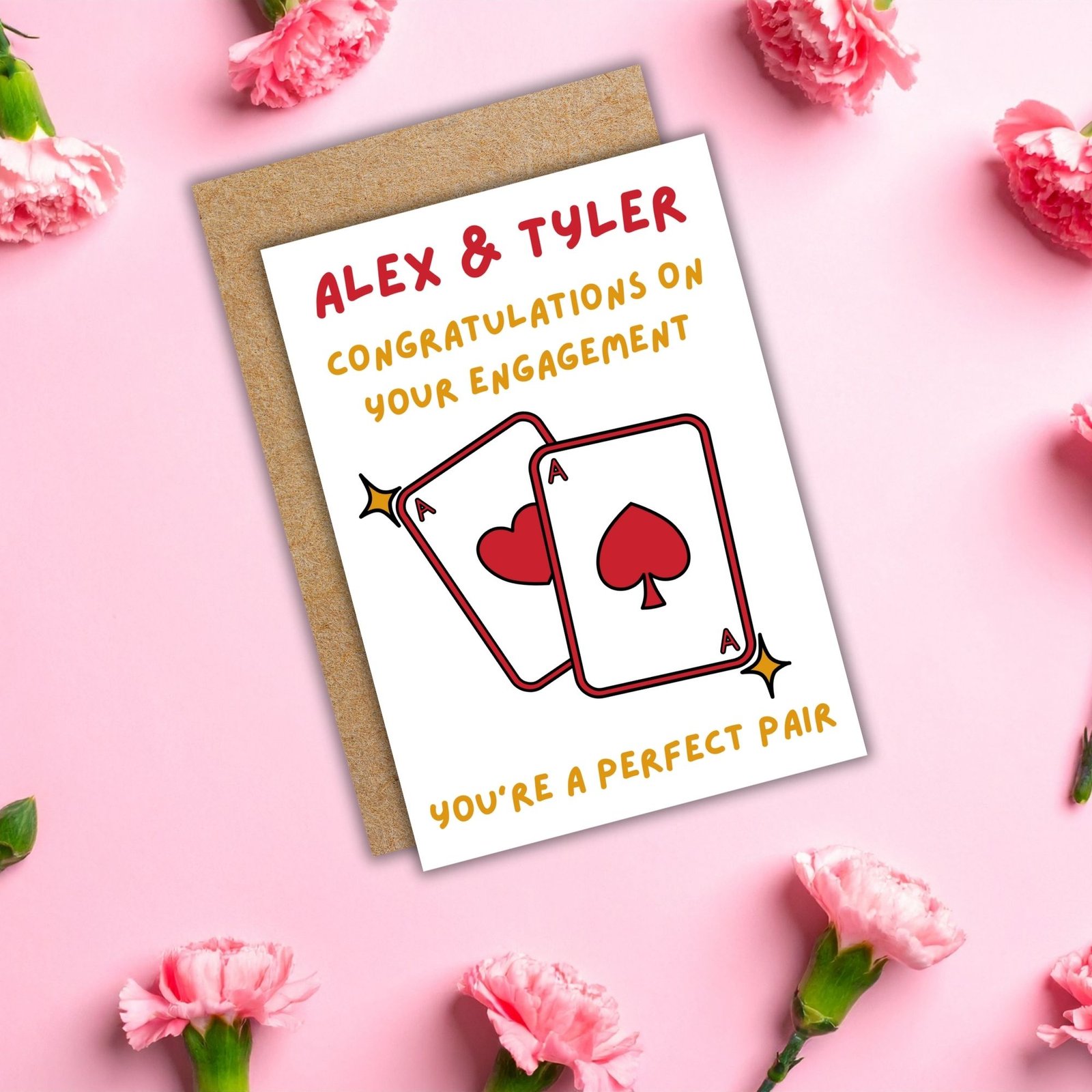 You Make a Perfect Pair Personalised Engagement Card - Aces Design - Image 5