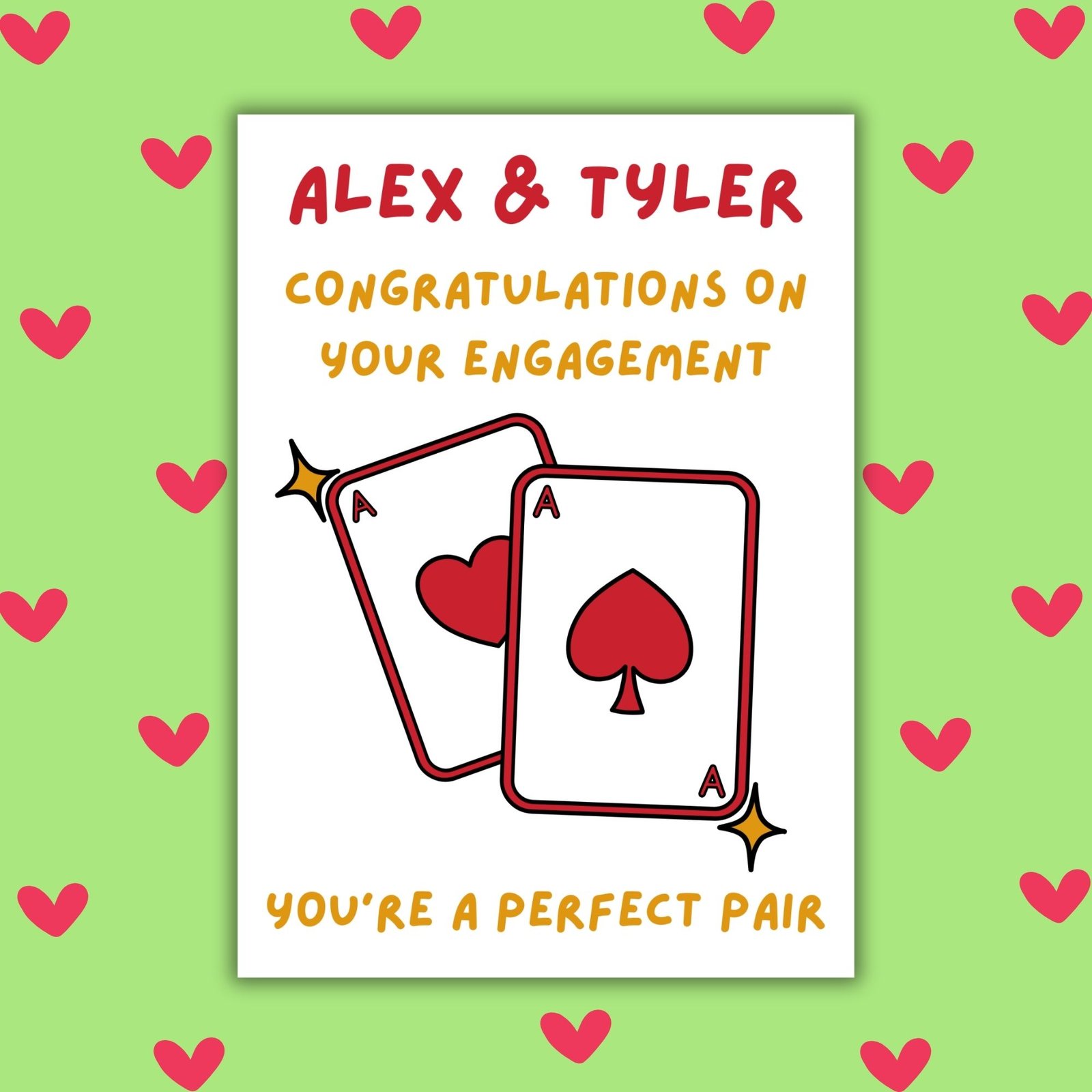 You Make a Perfect Pair Personalised Engagement Card - Aces Design
