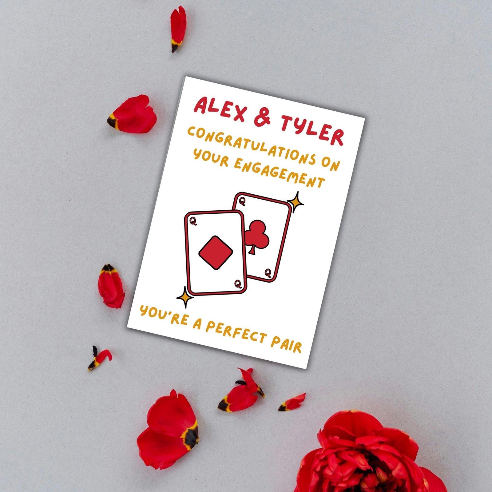 You Make a Perfect Pair Personalised Engagement Card – Two Queens Design - Image 3